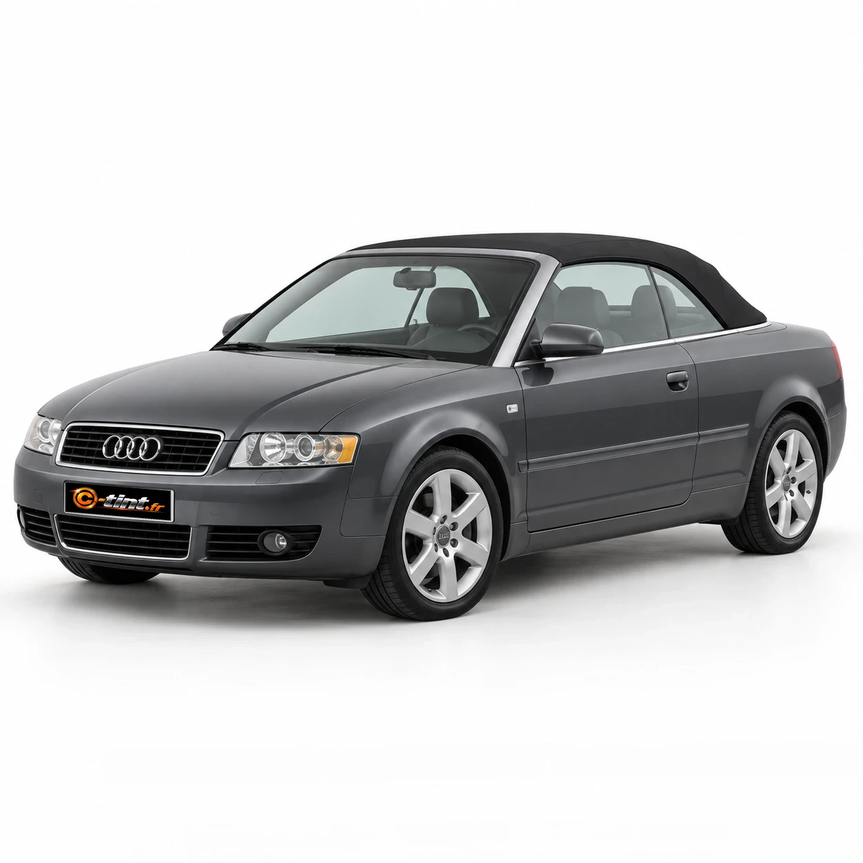 Audi A4 Génération 2 — Cabriolet, 2004, Cabriolet 2 portes, gris — vue trois-quarts avant