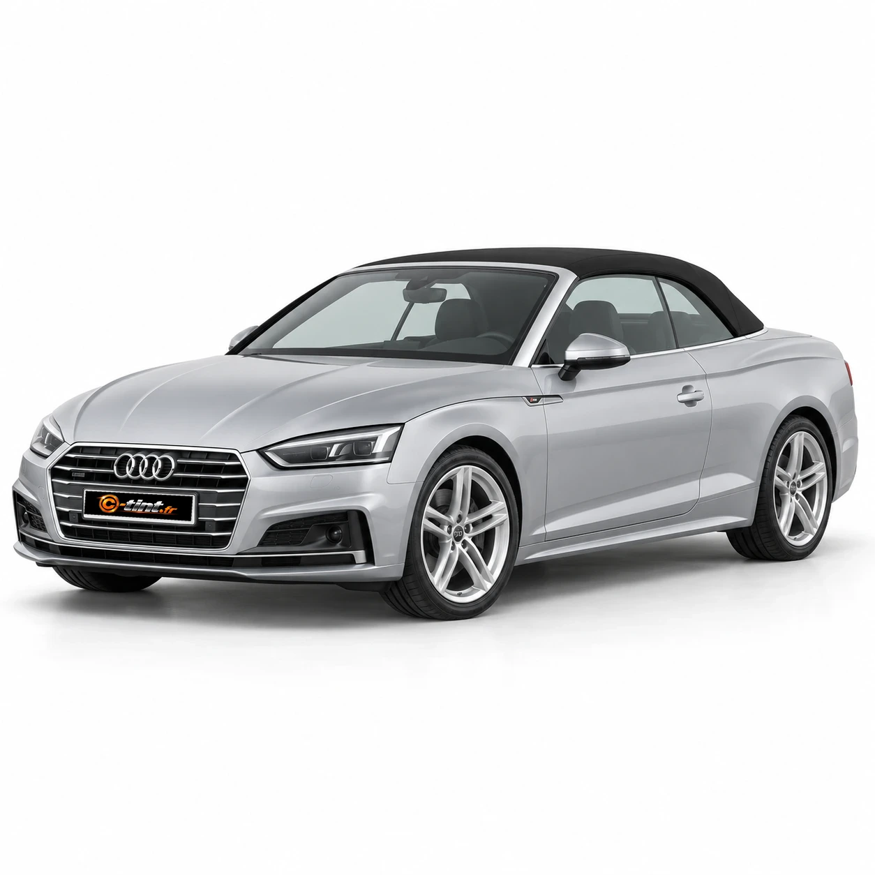 Audi A5 Génération 2 — Cabriolet, 2019, Cabriolet 2 portes, argent — vue trois-quarts avant