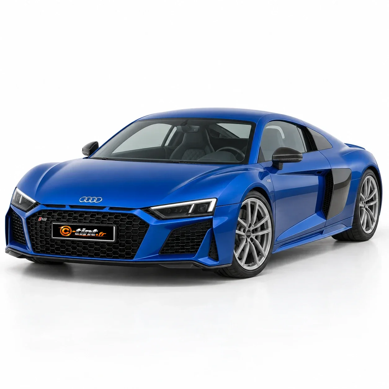Audi R8 2e génération — Coupé restylé, 2020, Coupé 2 portes, bleu — vue trois-quarts avant
