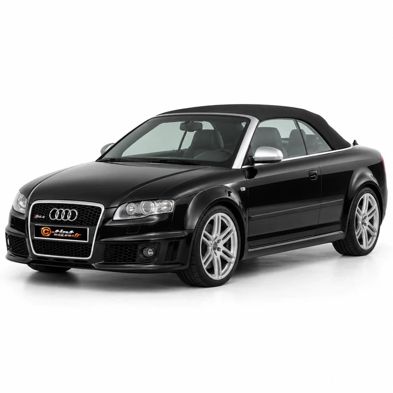 Audi RS4 Génération 3 — Cabriolet, 2007, Cabriolet 2 portes, noir — vue trois-quarts avant