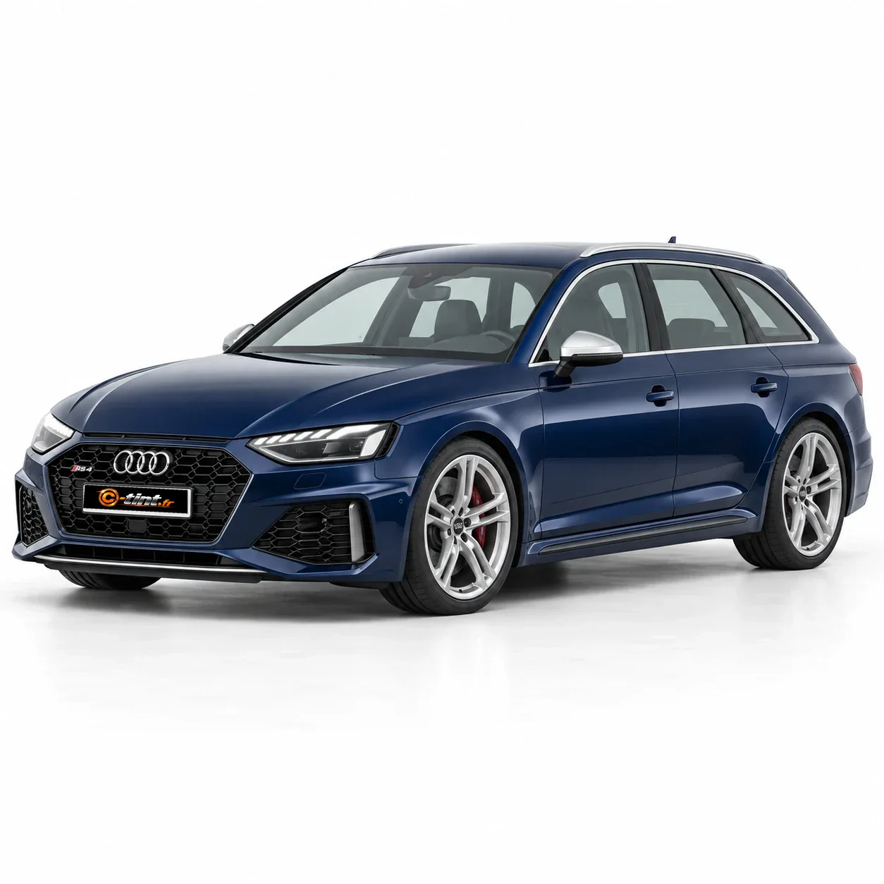 Audi RS4 Génération 5 — Avant, 2021, Break 5 portes, bleu — vue trois-quarts avant