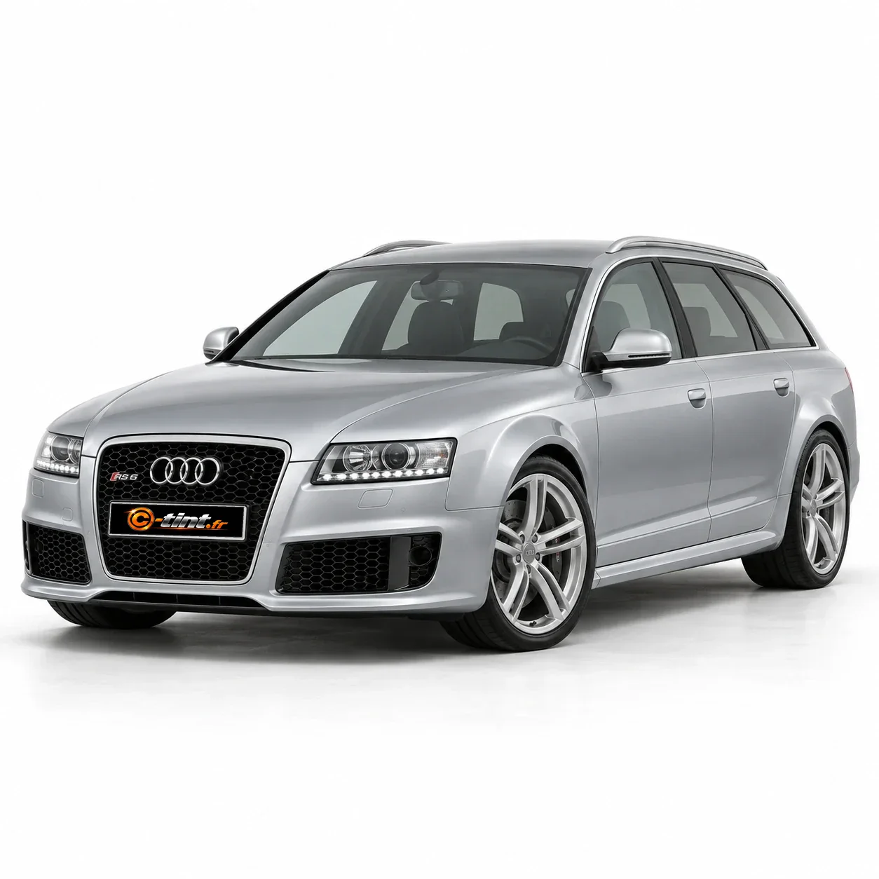 Audi RS6 Génération 2 — Avant, 2009, Break 5 portes, argent — vue trois-quarts avant