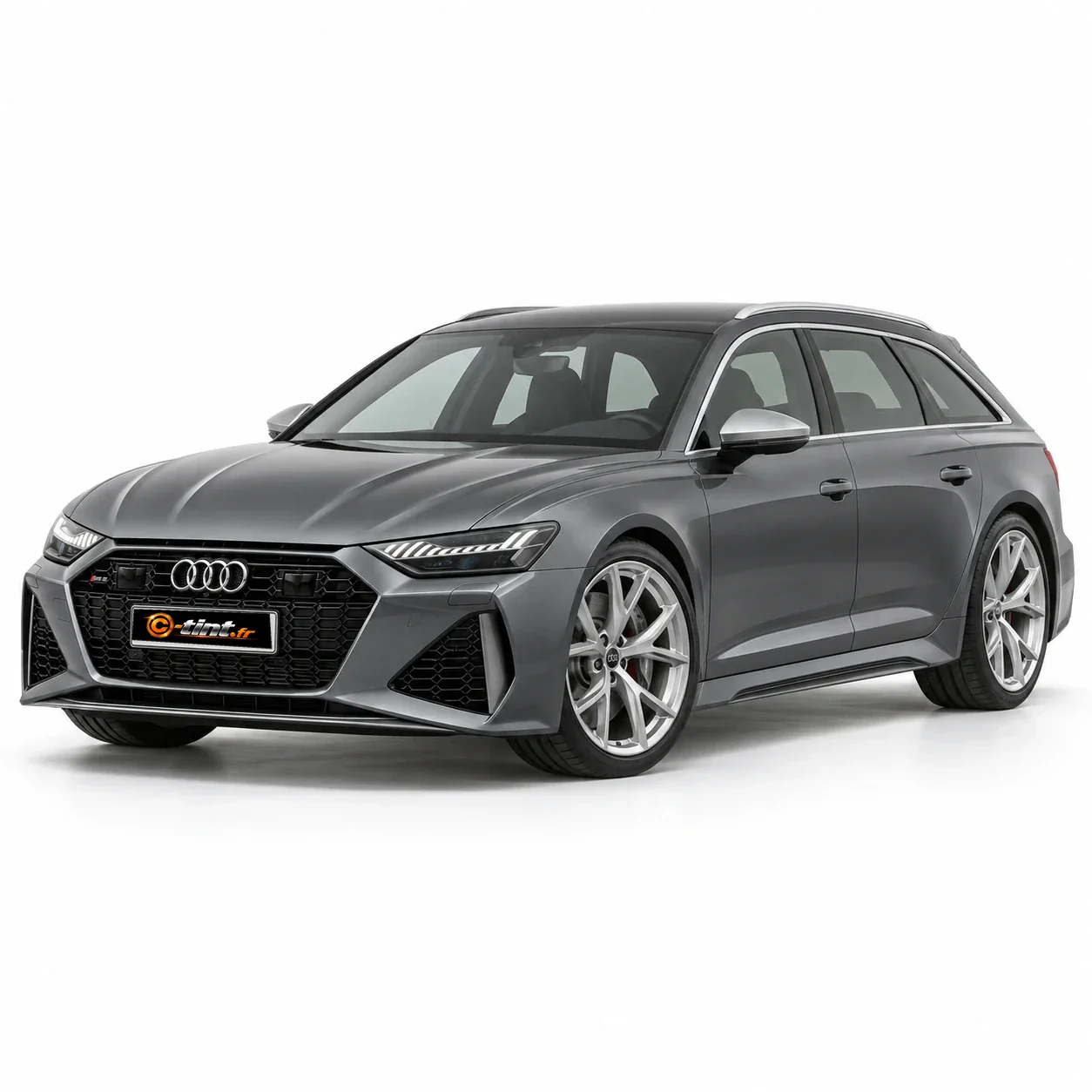 Audi RS6 Génération 4 — Avant, 2021, Break 5 portes, gris — vue trois-quarts avant