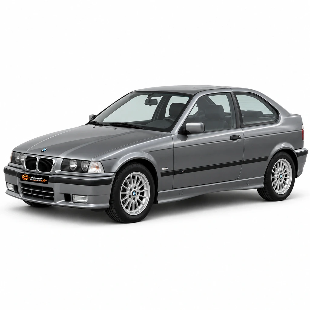BMW Série 3 E36 — Génération 3 — Compact, 1998, Compact (3 portes), gris — vue trois-quarts avant
