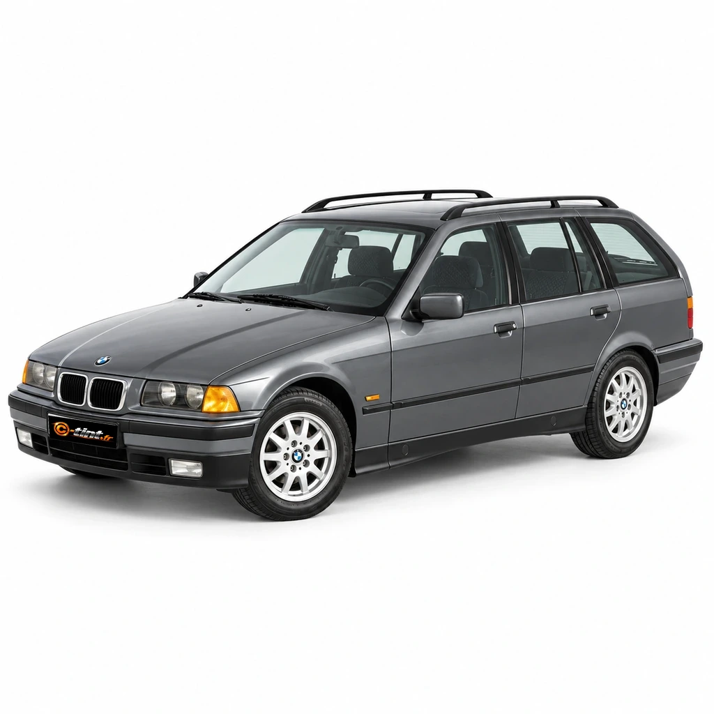 BMW Série 3 E36 — Génération 3 — Touring Break, 1997, Touring Break (5 portes), gris — vue trois-quarts avant
