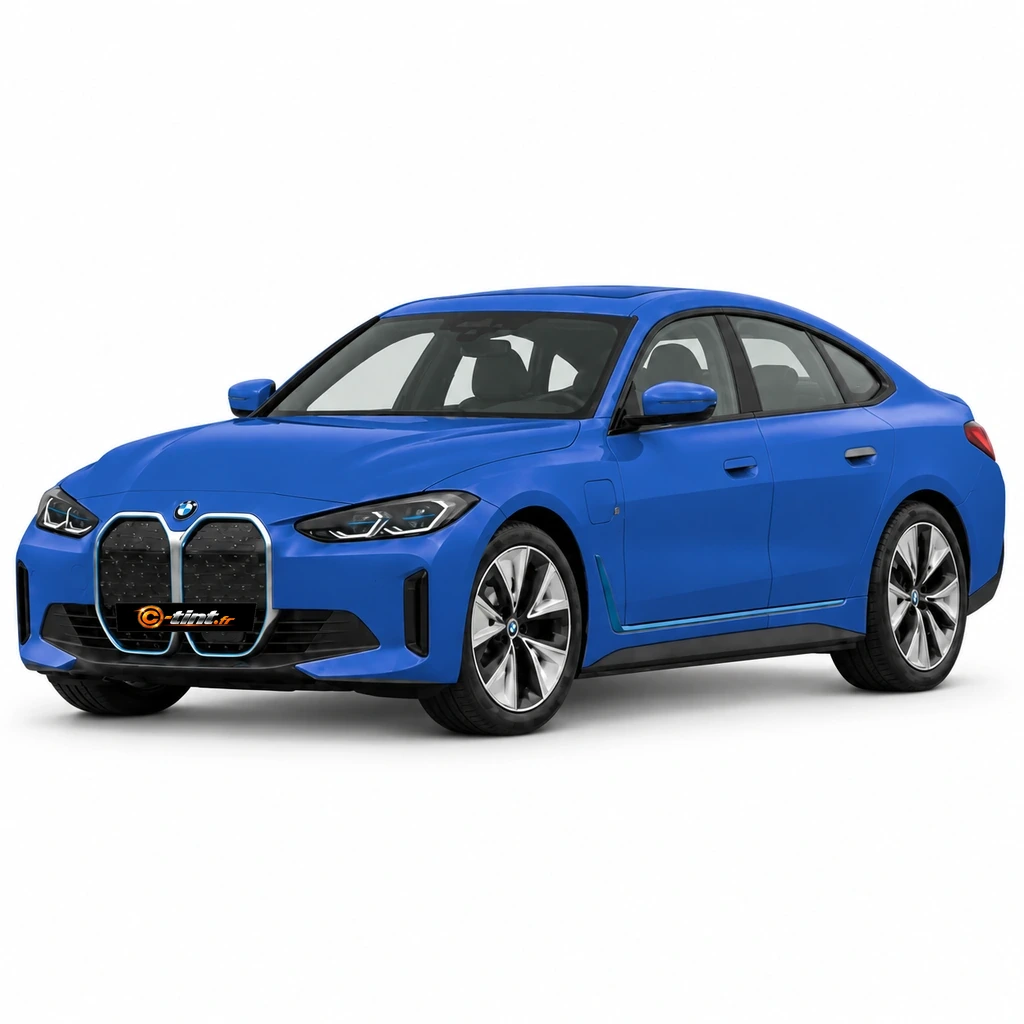 BMW Série 4 / i4 G26 — i4 Gran Coupé, 2026, i4 Gran Coupé (5 portes), bleu — vue trois-quarts avant