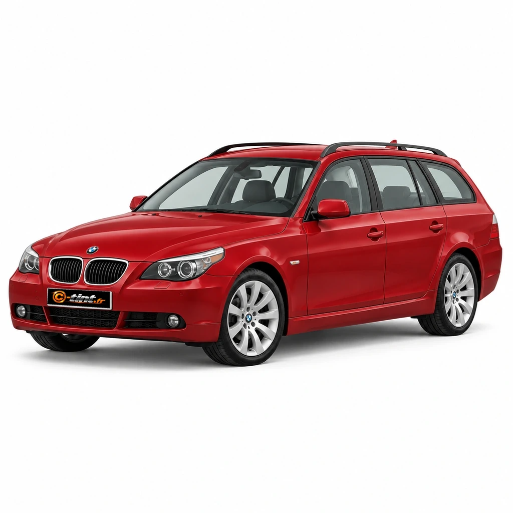 BMW Série 5 / i5 E61 — Génération 6 — Touring Break, 2005, Touring Break (5 portes), rouge profond — vue trois-quarts avant