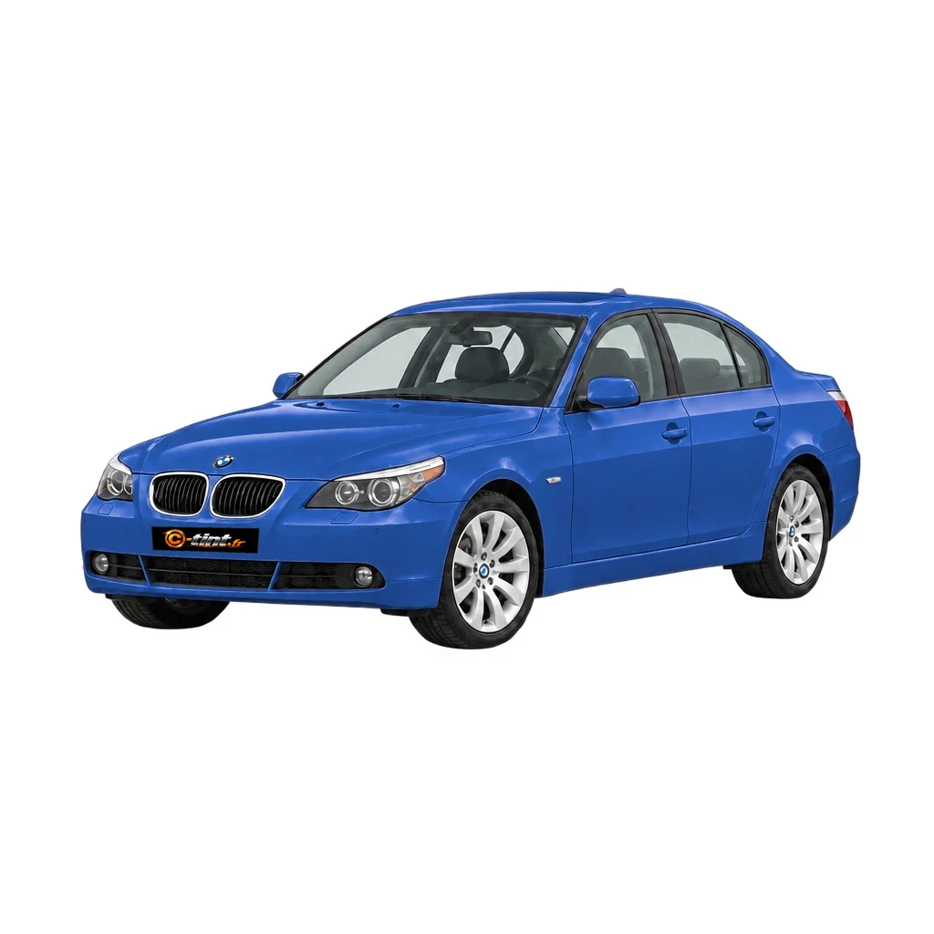 BMW Série 5 / i5 E60 — Génération 5 — Berline, 2010, Berline (4 portes), bleu — vue trois-quarts avant