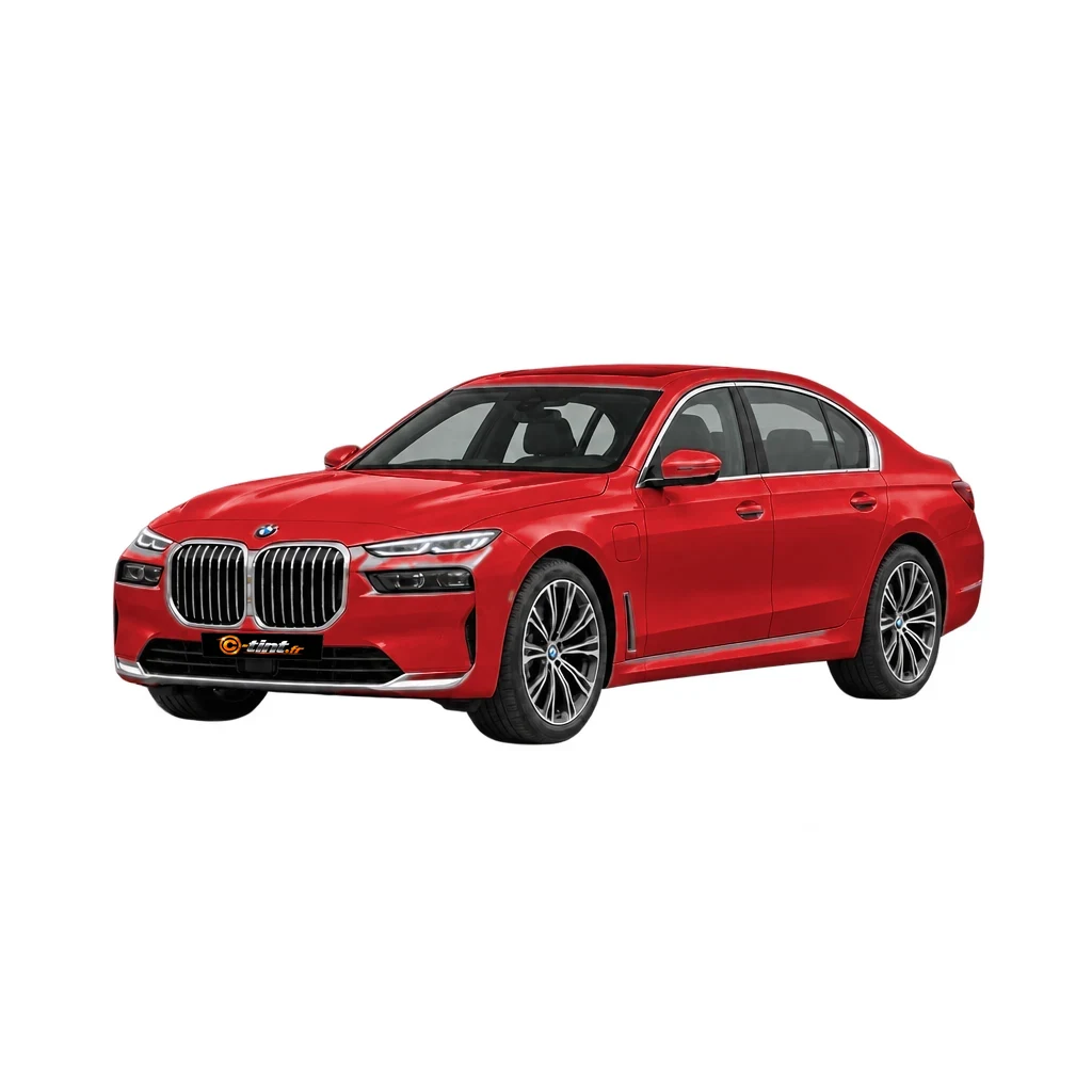 BMW Série 7 / i7 G70 — Génération 7 — Longue Berline, 2026, Longue Berline (4 portes), rouge — vue trois-quarts avant