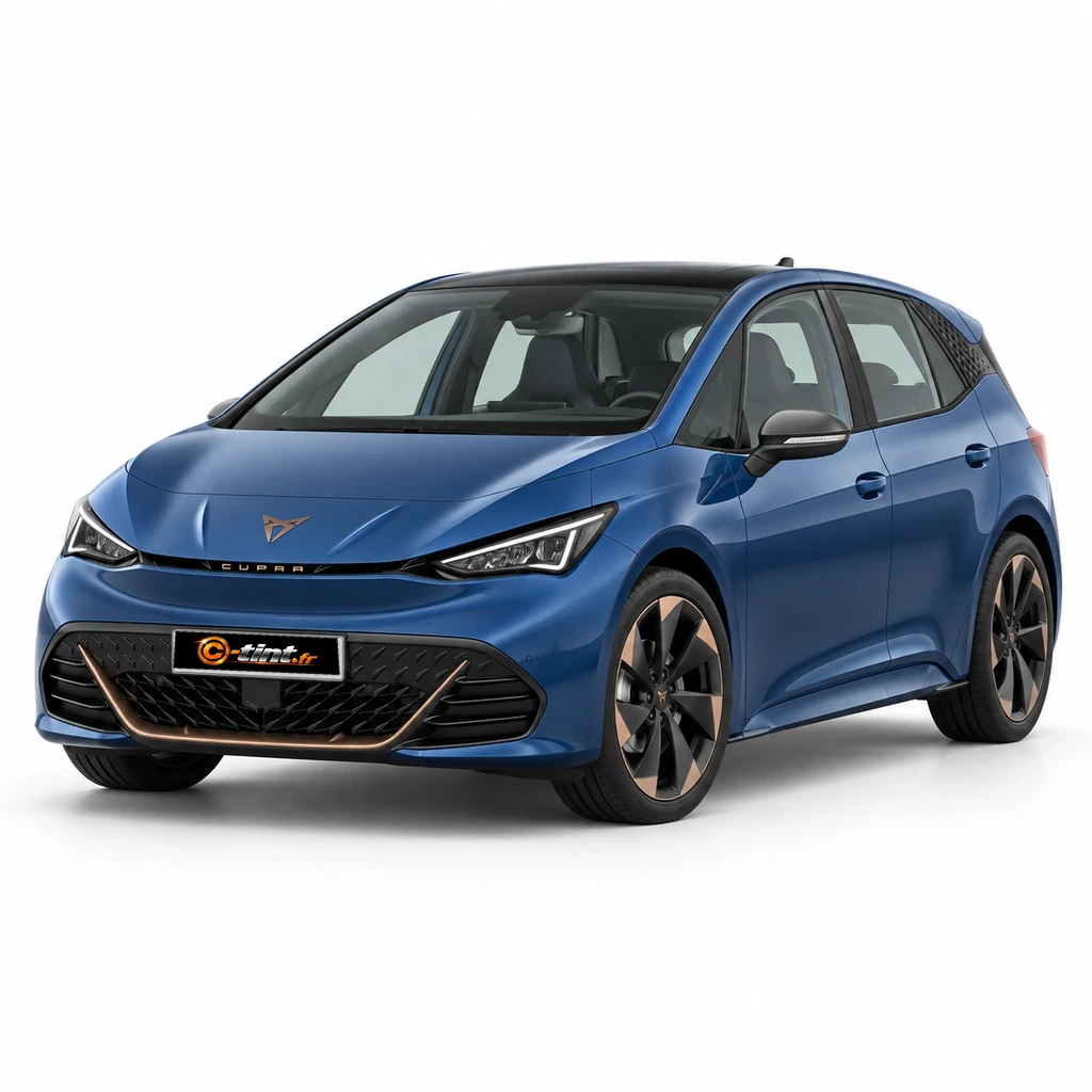 Cupra Born Génération 1, 2022, 5 portes, bleu électrique — vue trois-quarts avant