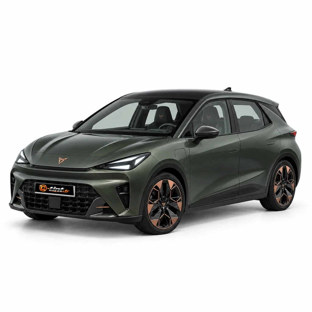 Cupra Raval Génération 1, 2026, 5 portes, vert foncé — vue trois-quarts avant