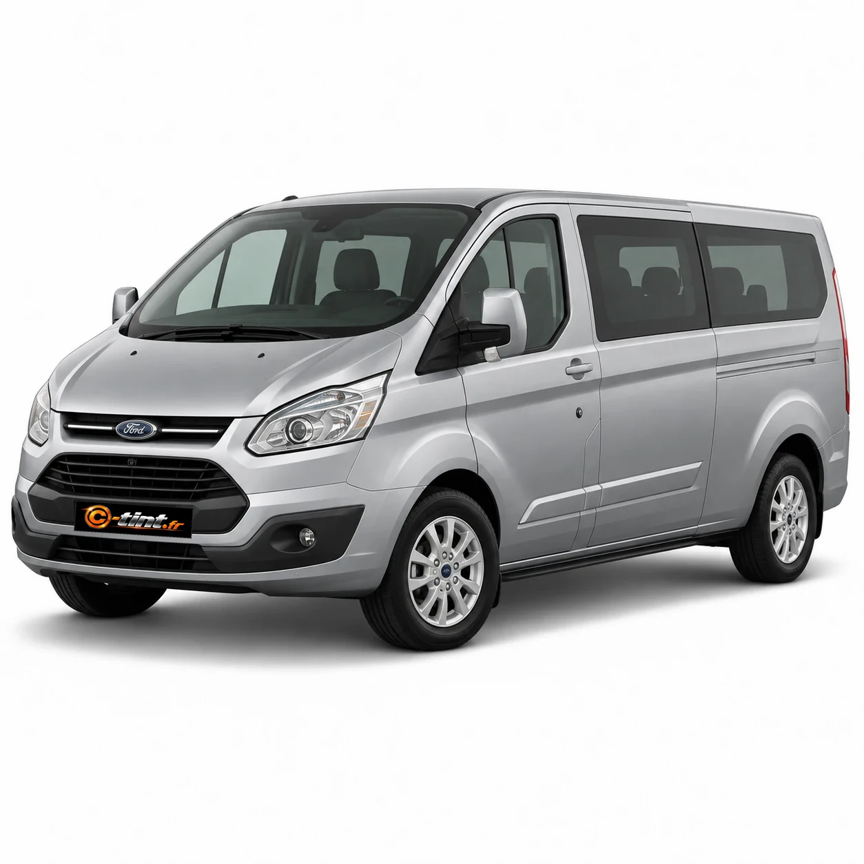 Ford Tourneo Custom Génération 1 · 1 porte latérale · vitres fixes avec hayon · Custom long — vue trois-quarts avant