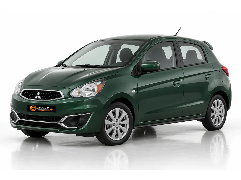 Mitsubishi Mirage A00/A10/LA — Génération 6 · Compacte à hayon · 5 portes — vue trois-quarts avant vers la gauche