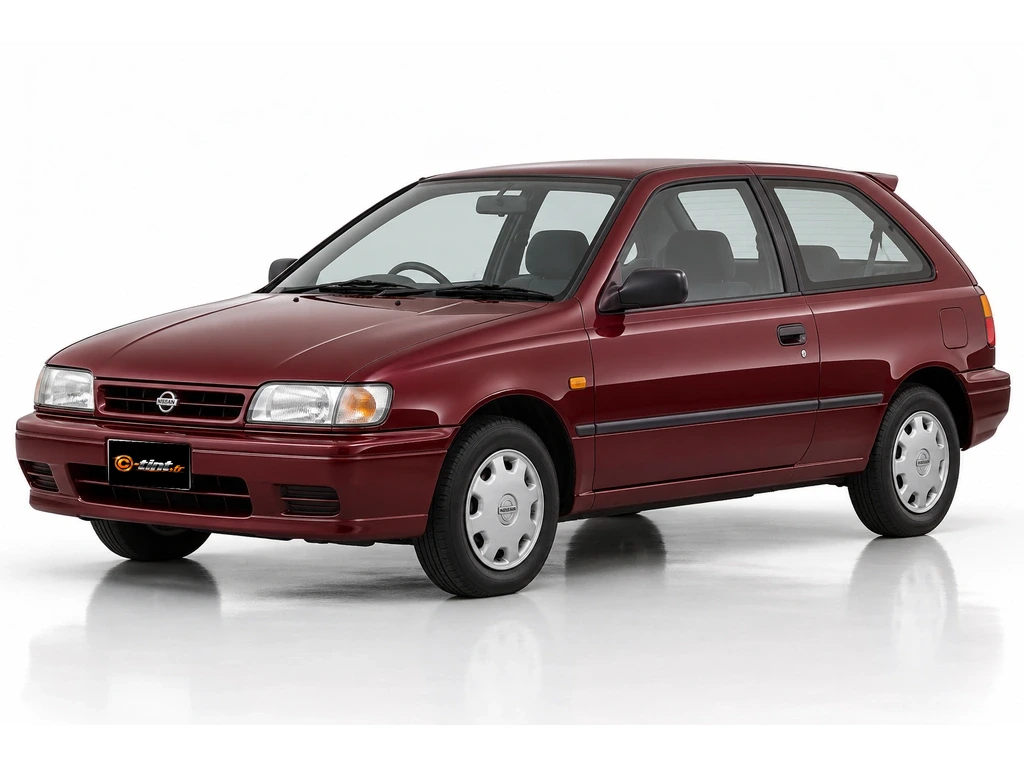 Nissan Sunny N14 — 3 portes · Berline compacte · 3 portes — vue trois-quarts avant vers la gauche