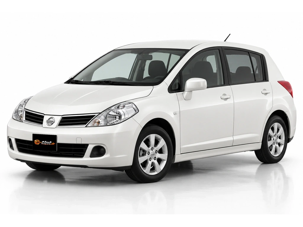 Nissan Tiida C11 · Berline compacte · 5 portes — vue trois-quarts avant vers la gauche