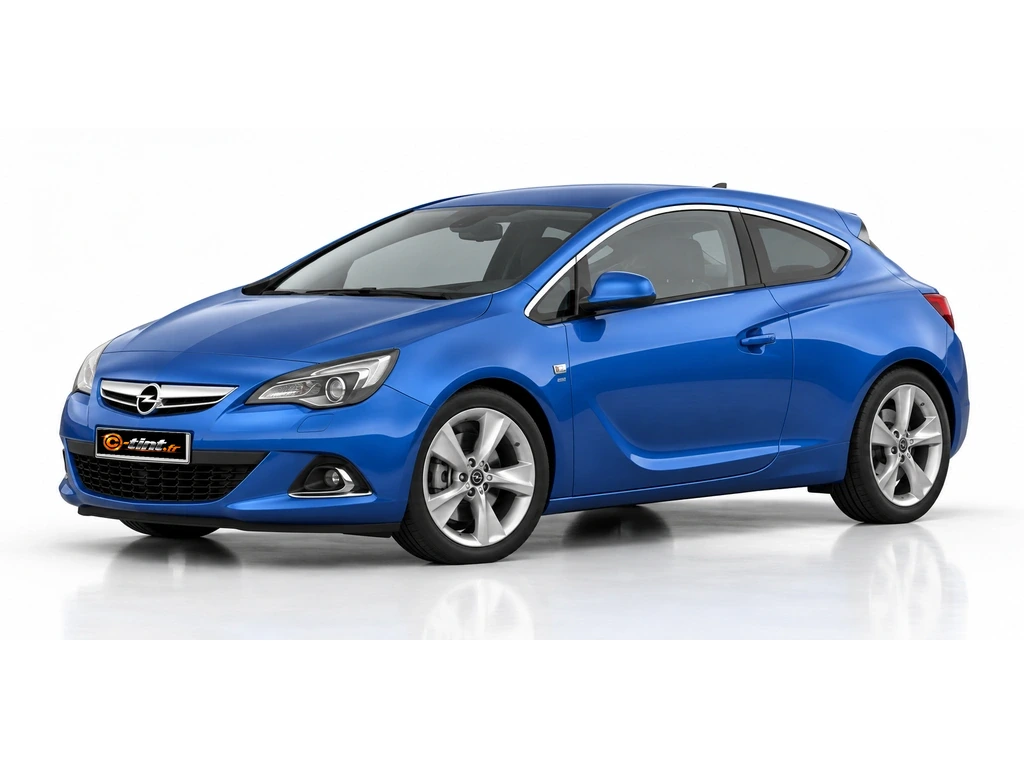 Opel Astra J — GTC — 3 portes · Berline compacte · 3 portes — vue trois-quarts avant vers la gauche