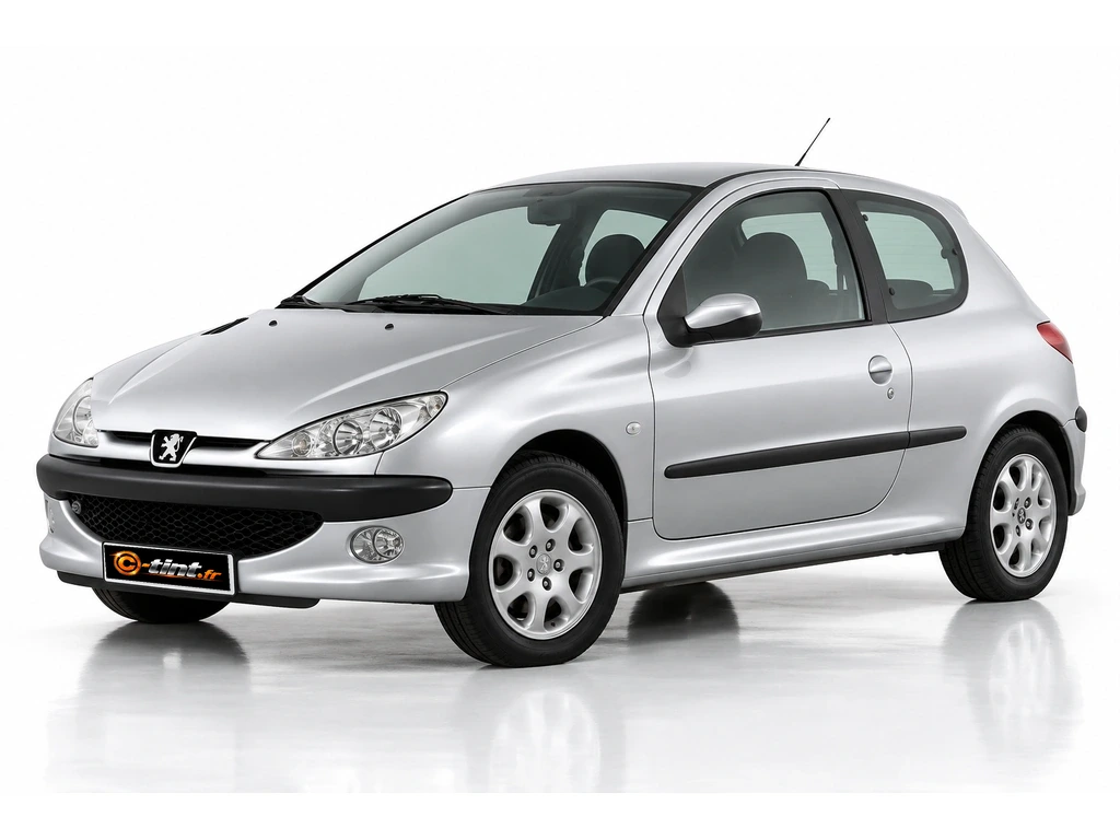 Peugeot 206 2*** — Génération 1 · Berline compacte · 3 portes — vue trois-quarts avant vers la gauche