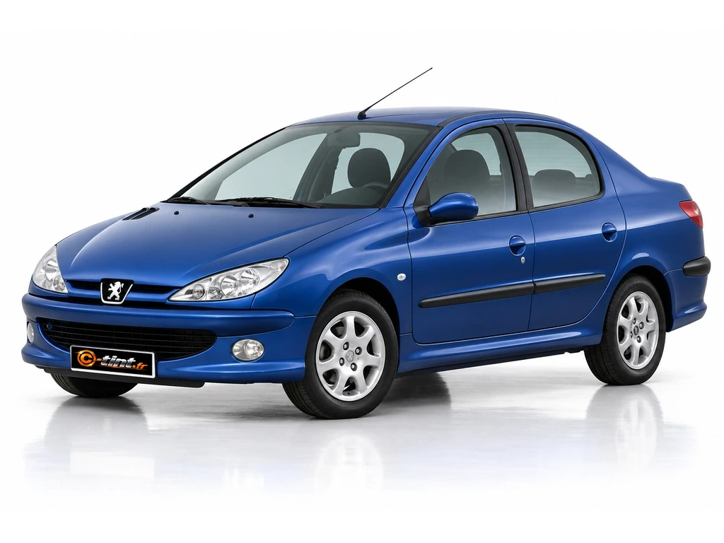 Peugeot 206 2*** — Génération 1 — Berline · Berline · 4 portes — vue trois-quarts avant vers la gauche