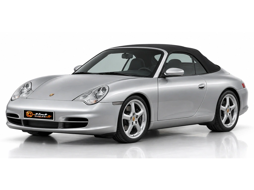 Porsche 911 996 — Génération 5 — Cabriolet — lunette en verre · Cabriolet · 2 portes — vue trois-quarts avant vers la gauche