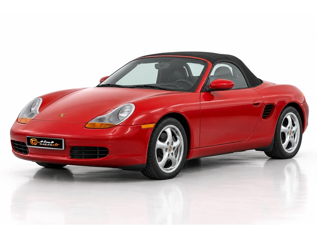 Porsche Boxster 986 — Génération 1 — Phase 1 — Cabriolet — lunette arrière non incluse (toile) · Cabriolet · 2 portes — vue trois-quarts avant vers la gauche