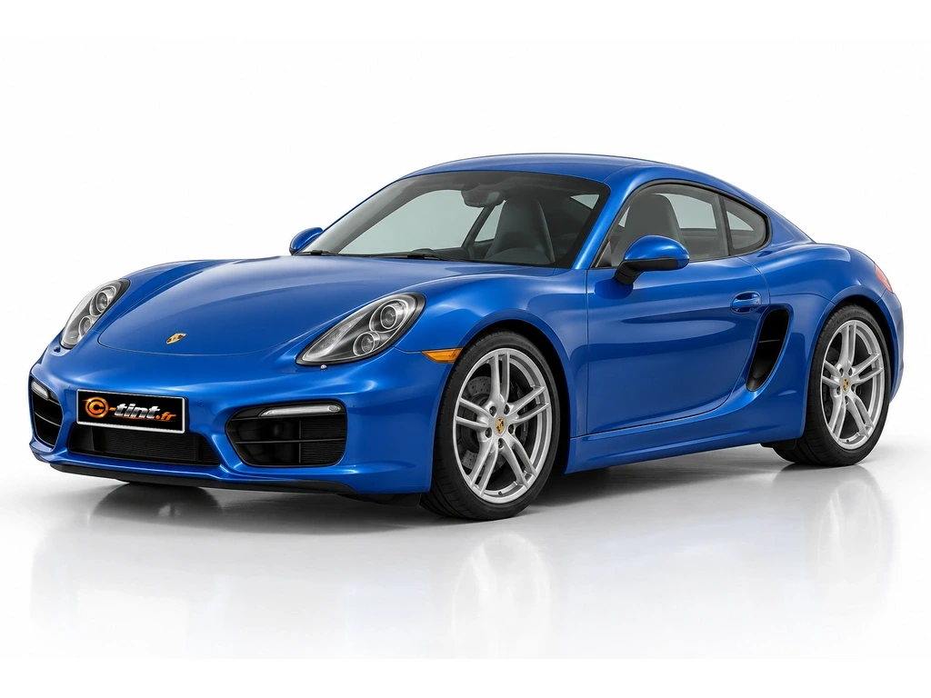 Porsche Cayman 981 — Génération 2 — Coupe · Coupé · 3 portes — vue trois-quarts avant vers la gauche
