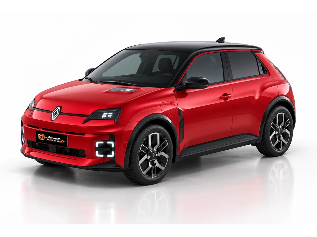 Renault 5 E-Tech Génération 1 · Berline compacte · 5 portes — vue trois-quarts avant vers la gauche