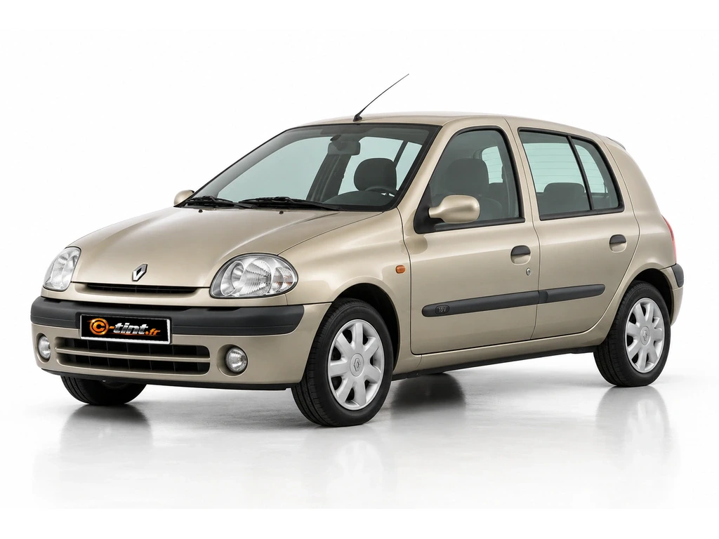 Renault Clio B — Génération 2 · Berline compacte · 5 portes — vue trois-quarts avant vers la gauche