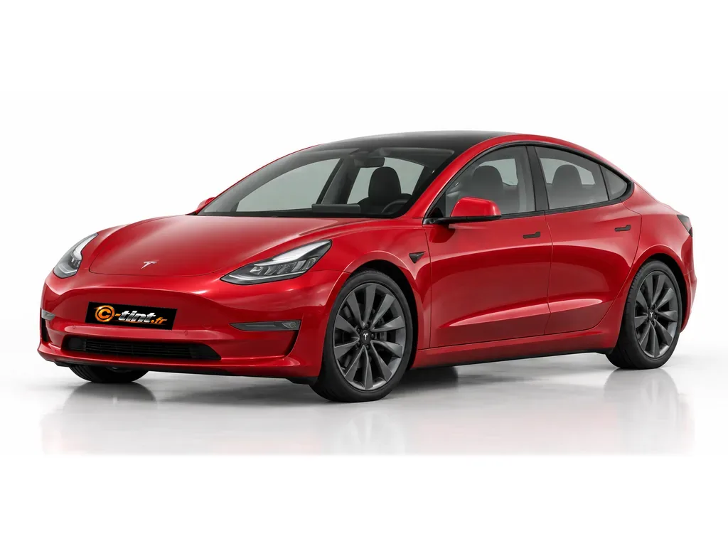 Tesla Model 3 Phase 2 — Vitres avant feuilletées — Sans lunette arrière · Berline · 4 portes — vue trois-quarts avant vers la gauche
