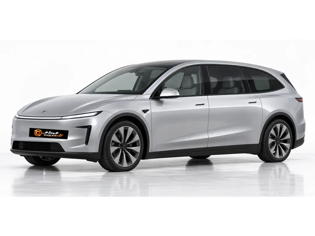 Tesla Model Y Juniper — L — Empattement long · SUV · 5 portes — vue trois-quarts avant vers la gauche