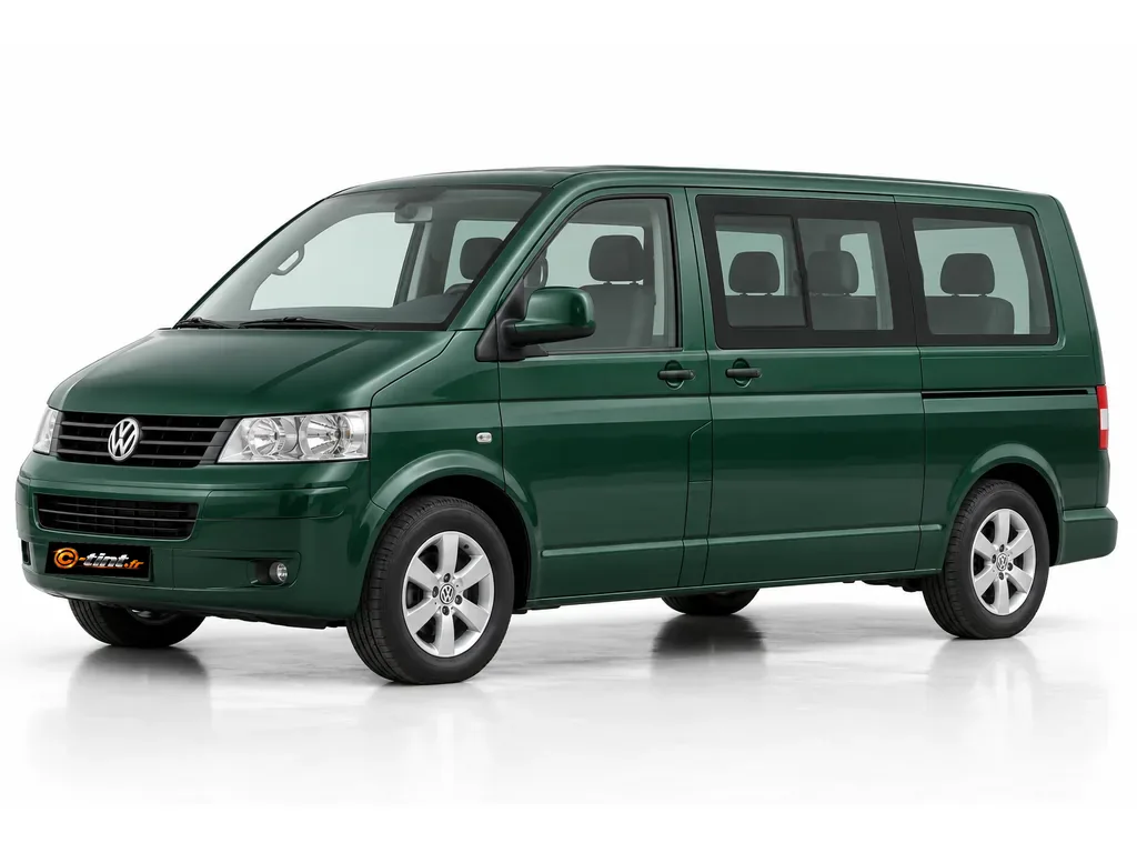 Volkswagen Caravelle (T5) Court — 1 porte latérale vitres coulissantes & avec hayon · Monospace · 4 portes — vue trois-quarts avant vers la gauche